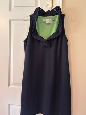 Gretchen Scott Designs Navy Mini Dress with Lime Green Lining
